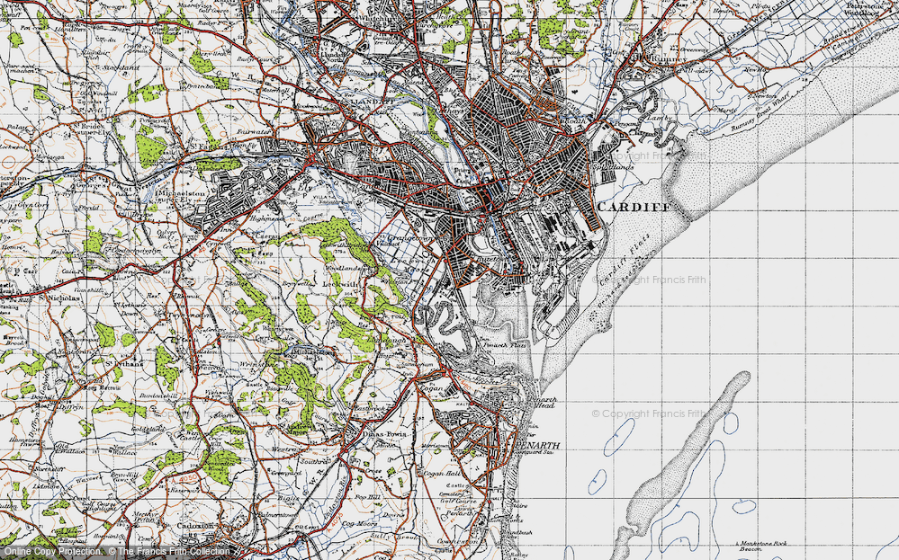 Old Map of Grangetown, 1947 in 1947