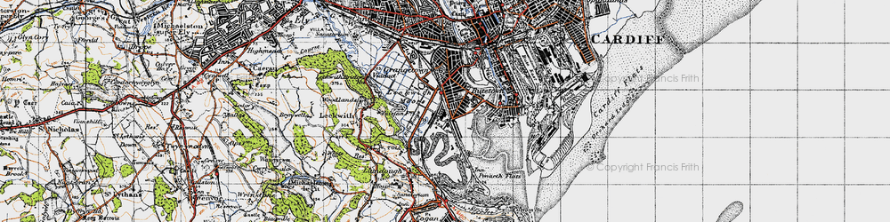Old map of Grangetown in 1947