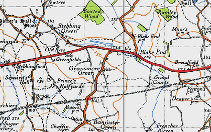 Old map of Boxted Wood in 1945