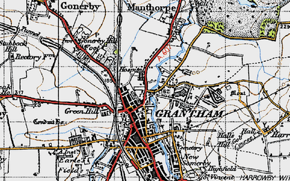Old map of Grantham in 1946