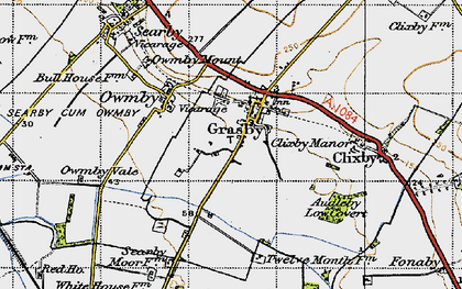 Old map of Grasby in 1947