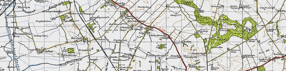 Old map of Grasby in 1947