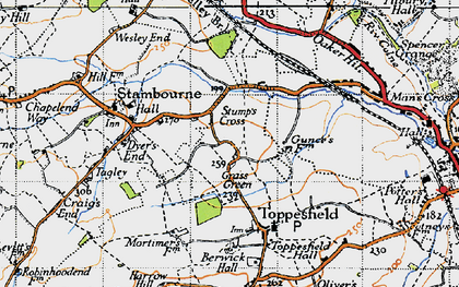Old map of Grass Green in 1946