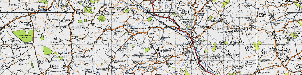 Old map of Grass Green in 1946