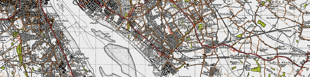 Old map of Grassendale in 1947
