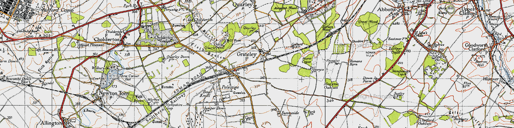 Old map of Grateley in 1940