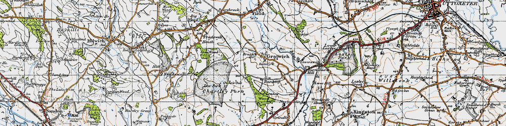 Old map of Gratwich in 1946
