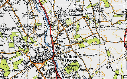 Old map of Gravel Hill in 1945