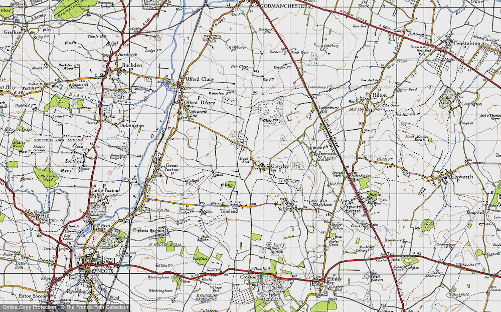 Old Map of Graveley, 1946 in 1946