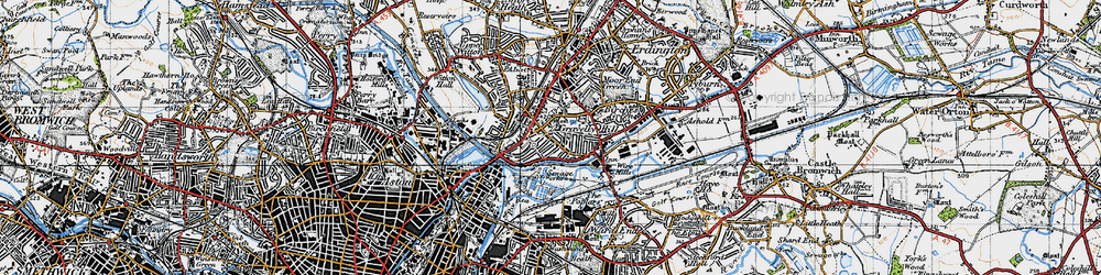 Old map of Gravelly Hill in 1946