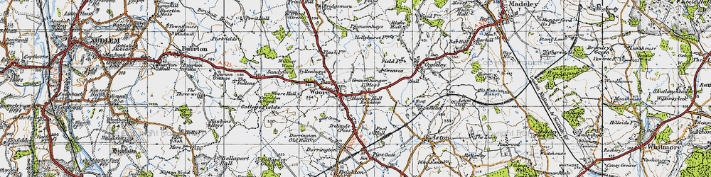 Old map of Gravenhunger Moss in 1946