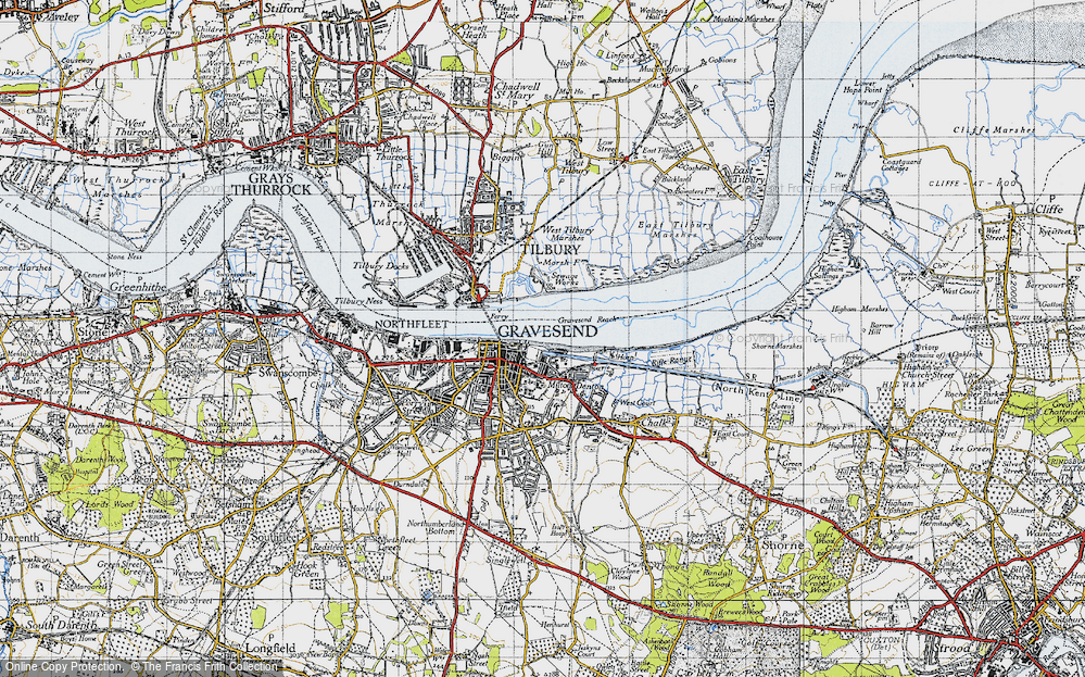 Old Map of Gravesend, 1946 in 1946
