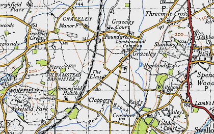 Old map of Grazeley in 1940