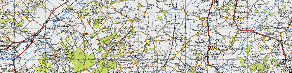Old map of Grazeley Green in 1945