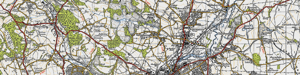 Old map of Greasbrough in 1947