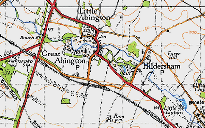 Old map of Great Abington in 1946