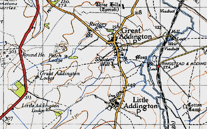 Old map of Great Addington in 1946
