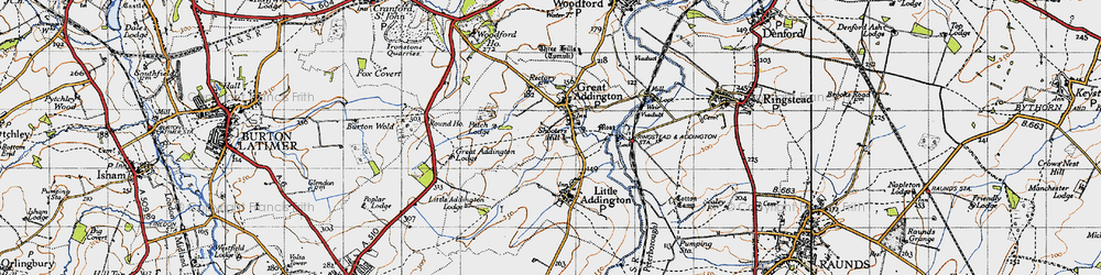 Old map of Great Addington in 1946