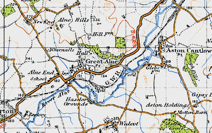 Old map of Great Alne in 1947