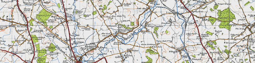 Old map of Great Alne in 1947