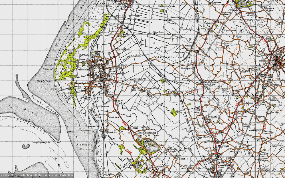 Old Map of Historic Map covering Withins, The in 1947