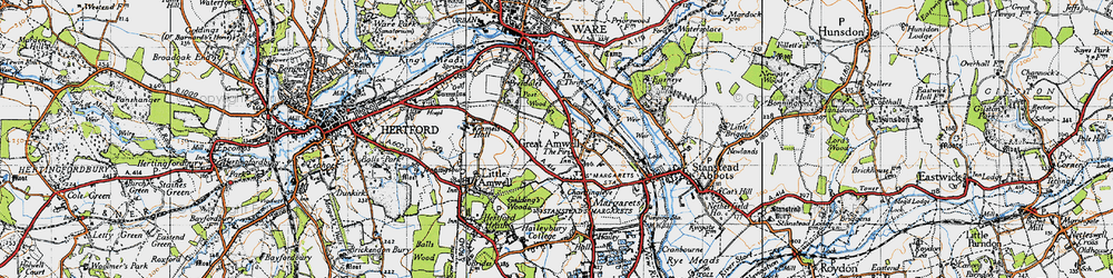 Old map of Great Amwell in 1946