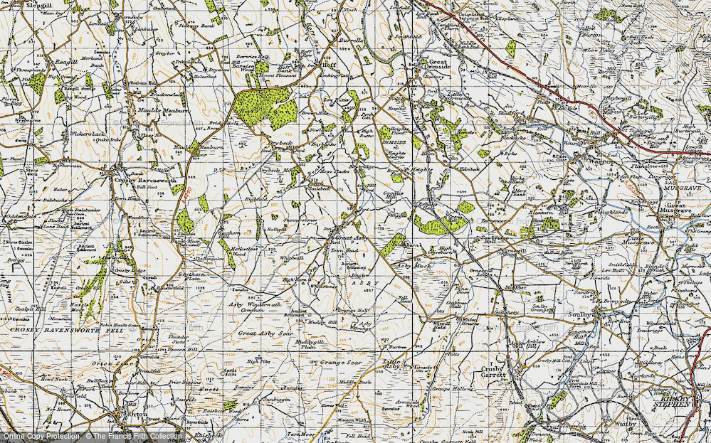 Old Map of Historic Map covering Whygill in 1947
