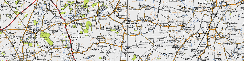 Old map of Great Ashfield in 1946