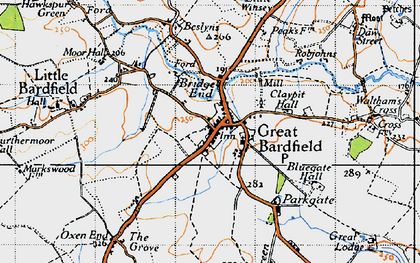 Old map of Great Bardfield in 1946
