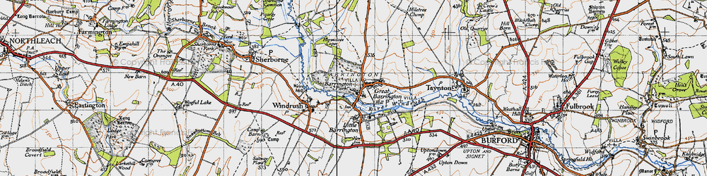 Old map of Great Barrington in 1946