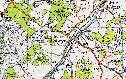 Old map of Great Bedwyn in 1940