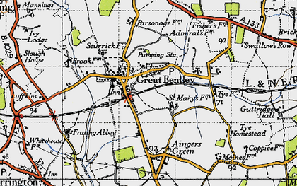 Old map of Great Bentley in 1946