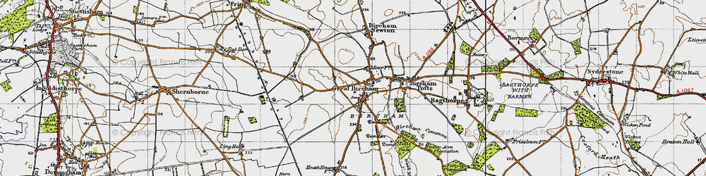 Old map of Great Bircham in 1946