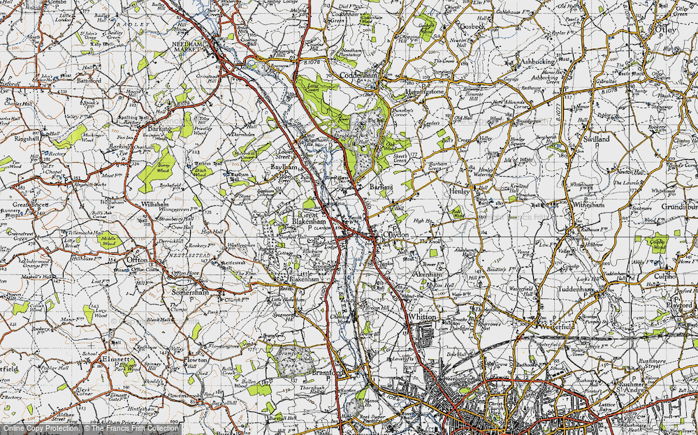 Old Map of Historic Map covering Blackacre Hill in 1946