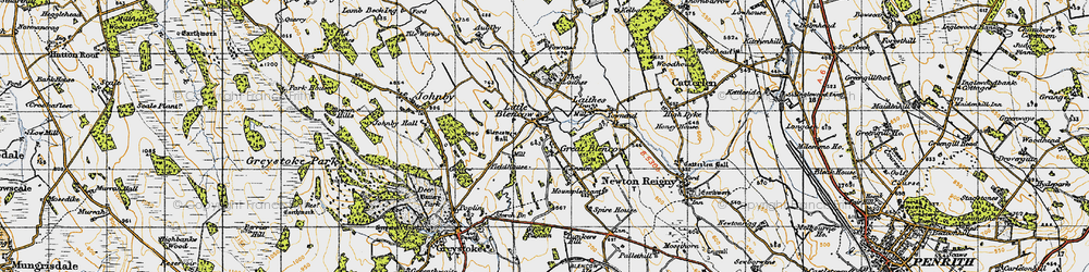 Old map of Great Blencow in 1947