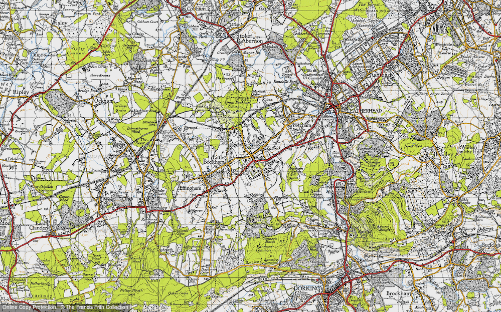 Old Map of Great Bookham, 1945 in 1945