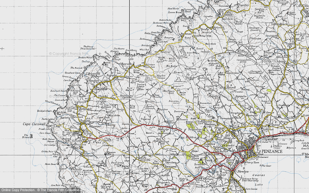 Old Map of Historic Map covering Men-An-Tol in 1946