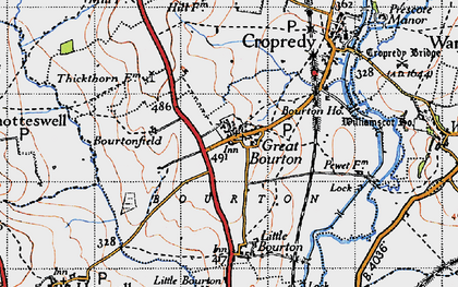 Old map of Great Bourton in 1946
