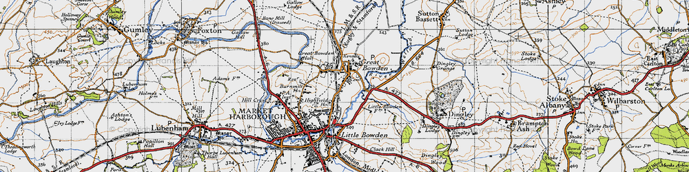 Old map of Great Bowden in 1946
