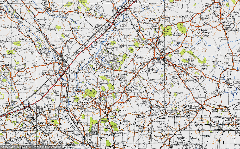 Old Map of Great Braxted, 1945 in 1945