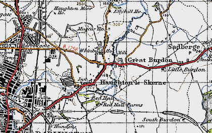 Old map of Great Burdon in 1947