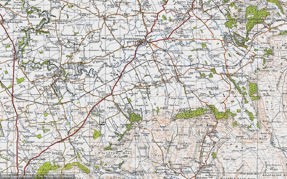 Old Map of Historic Map covering Busby Moor in 1947
