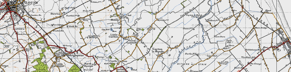 Old map of Great Carlton in 1946