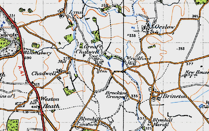 Old map of Great Chatwell in 1946