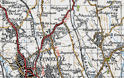 Old map of Great Chell in 1946