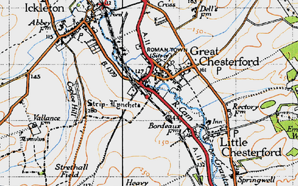 Old map of Great Chesterford in 1946