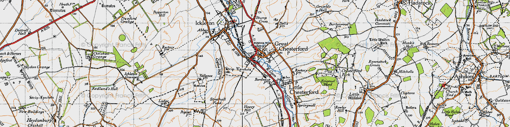 Old map of Great Chesterford in 1946