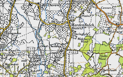 Old map of Great Cheveney in 1940