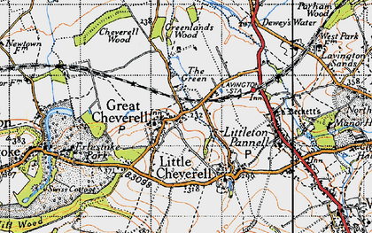 Old map of Great Cheverell in 1940