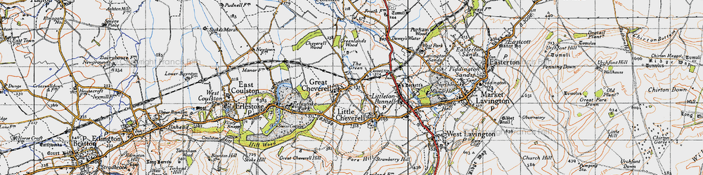 Old map of Great Cheverell in 1940